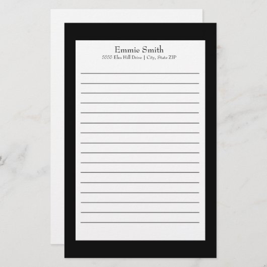 白黒パーソナライズされたの文房具 便箋 (正面/裏面)