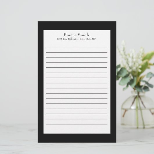 白黒パーソナライズされたの文房具 便箋 (スタンド正面)