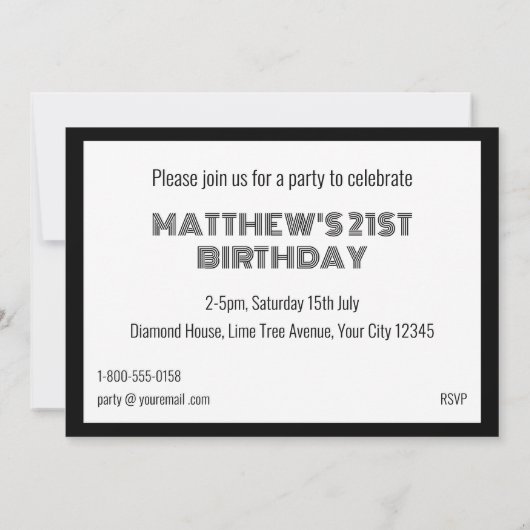 白黒パーソナライズされたの生誕祭パーティー 招待状 (裏面)