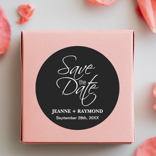 白黒パーソナライズされたの発結婚表 ラウンドシール