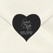 白黒パーソナライズされたの結婚式の日付を保存 ハートシール