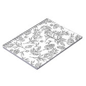 白黒パーソナライズされたアコーンリーフデザイン ノートブック (左側)