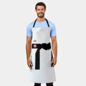 白黒パーソナライズされたアジアスタイルユニセックスエプロン エプロン (着用した状態)