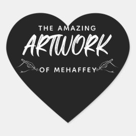 白黒パーソナライズされたアーティストのアートワーク ハートシール