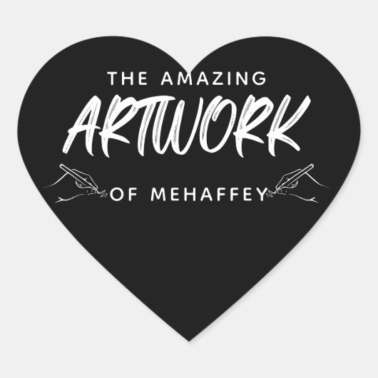 白黒パーソナライズされたアーティストのアートワーク ハートシール (正面)