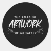 白黒パーソナライズされたアーティストのアートワーク ラウンドシール (正面)