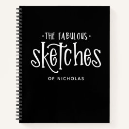 白黒パーソナライズされたアーティストスケッチブック ノートブック