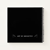 白黒パーソナライズされたアーティストスケッチブック ノートブック (裏面)