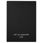 白黒パーソナライズされたアーティスト形見 クリップボード (裏面)