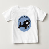白黒パーソナライズされたクジラ誕生日 ベビーTシャツ (正面)