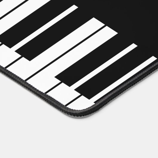 白黒パーソナライズされたグランドピアノ鍵 デスクマット (コーナー)