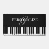 白黒パーソナライズされたグランドピアノ鍵 デスクマット (正面)