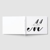 白黒パーソナライズされたスクリプトモノグラムゲスト ゲストブック (全面)