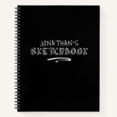 白黒パーソナライズされたスケッチブック ノートブック (正面)