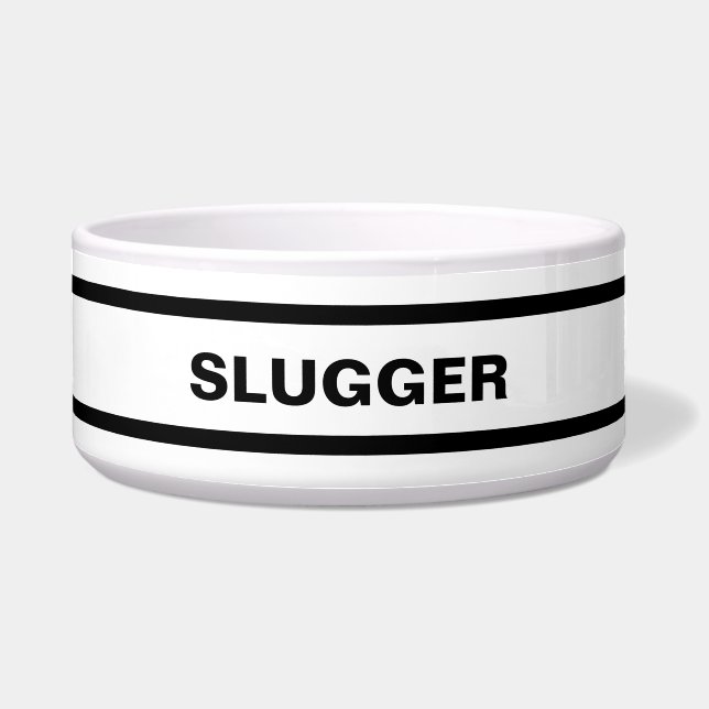 白黒パーソナライズされたセラミックペットボウル ボウル (正面)