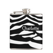 白黒パーソナライズされたゼブラ模様 フラスク (正面)