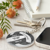 白黒パーソナライズされたチームバレーボール キーホルダー (正面右)