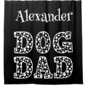 白黒パーソナライズされたドッグパパ シャワーカーテン (正面)