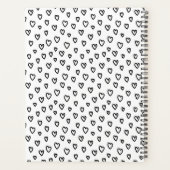 白黒パーソナライズされたドードルパターンハート プランナー手帳 (裏面)