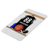 白黒パーソナライズされたバスケットボールジャージー マグネット (左側)