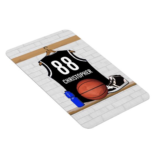 白黒パーソナライズされたバスケットボールジャージー マグネット (右側)