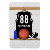 白黒パーソナライズされたバスケットボールジャージー マグネット (縦)