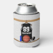 白黒パーソナライズされたバスケットボールジャージー 缶クーラー (缶裏面)