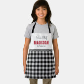 白黒パーソナライズされたバッファローのプレイドキッズ エプロン (インサイチュ)