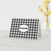 白黒パーソナライズされたバッファローのプレイド カード (黄色い花)