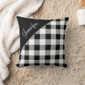 白黒パーソナライズされたバッファローのプレイド クッション (ブランケット)