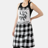 白黒パーソナライズされたバッファロープレイドキッチン エプロン (インサイチュ)