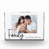 白黒パーソナライズされたファミリーの写真（名前あり） フォトブロック (正面)