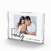 白黒パーソナライズされたファミリーの写真（名前あり） フォトブロック (右)