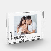 白黒パーソナライズされたファミリーの写真（名前あり） フォトブロック (左)