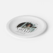 白黒パーソナライズされたフォトグラッドパーティー ペーパープレート (アングル)