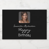 白黒パーソナライズされたフォト名Script Mini Sp スパークリングワインラベル (シングルラベル)