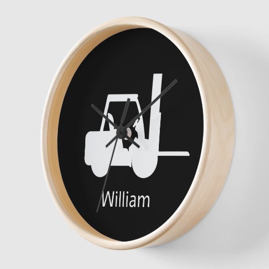 白黒パーソナライズされたフォークリフト時計 壁時計 (傾斜)