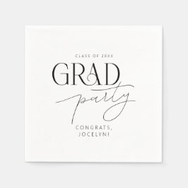 白黒パーソナライズされたミニマルグラードパーティー スタンダードカクテルナプキン