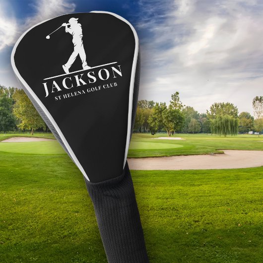 白黒パーソナライズされたモノグラムゴルフスイング ゴルフヘッドカバー