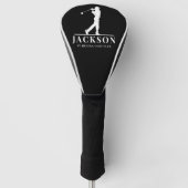 白黒パーソナライズされたモノグラムゴルフスイング ゴルフヘッドカバー (正面)