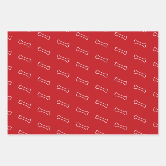 白黒パーソナライズされたレッドドッグをテーマにした休日 ラッピングペーパーシート (正面3)