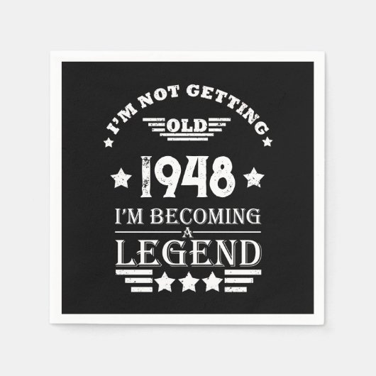 白黒パーソナライズされたヴィンテージ75歳の誕生日 スタンダードカクテルナプキン (正面)