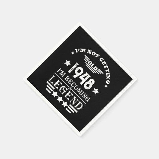 白黒パーソナライズされたヴィンテージ75歳の誕生日 スタンダードカクテルナプキン (角)