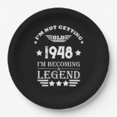 白黒パーソナライズされたヴィンテージ75歳の誕生日 ペーパープレート (正面)