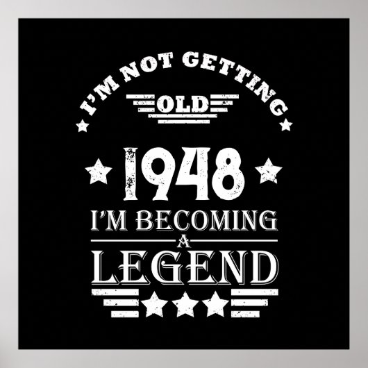 白黒パーソナライズされたヴィンテージ75歳の誕生日 ポスター (正面)