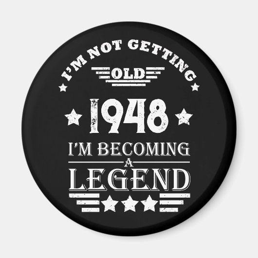 白黒パーソナライズされたヴィンテージ75歳の誕生日 マグネット (正面)