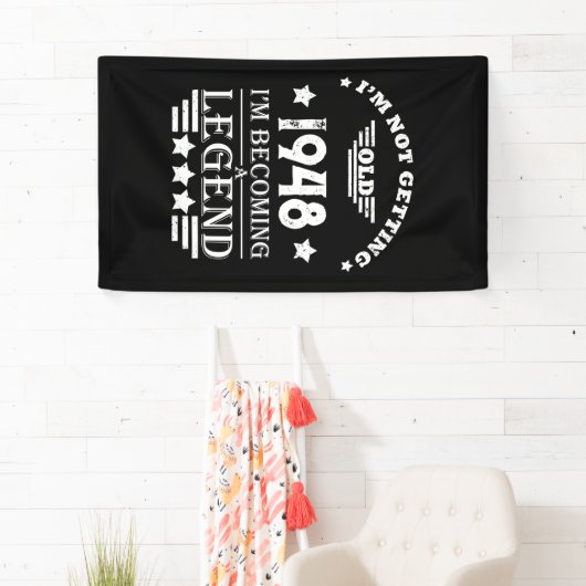 白黒パーソナライズされたヴィンテージ75歳の誕生日 横断幕 (インサイチュ)