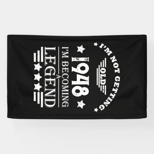 白黒パーソナライズされたヴィンテージ75歳の誕生日 横断幕 (横)