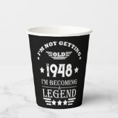 白黒パーソナライズされたヴィンテージ75歳の誕生日 紙コップ (裏面)