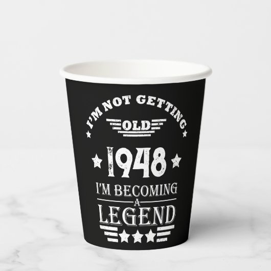 白黒パーソナライズされたヴィンテージ75歳の誕生日 紙コップ (裏面)